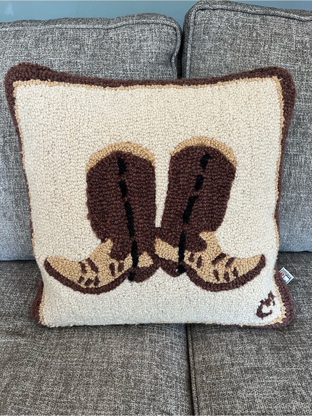Pendleton Cowboy Boot Hooked Accent Pillow